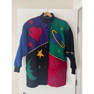 Marylou Ozbolt Storer Fiberarts 100% Wool Art Jacket Womens S USA Vintage